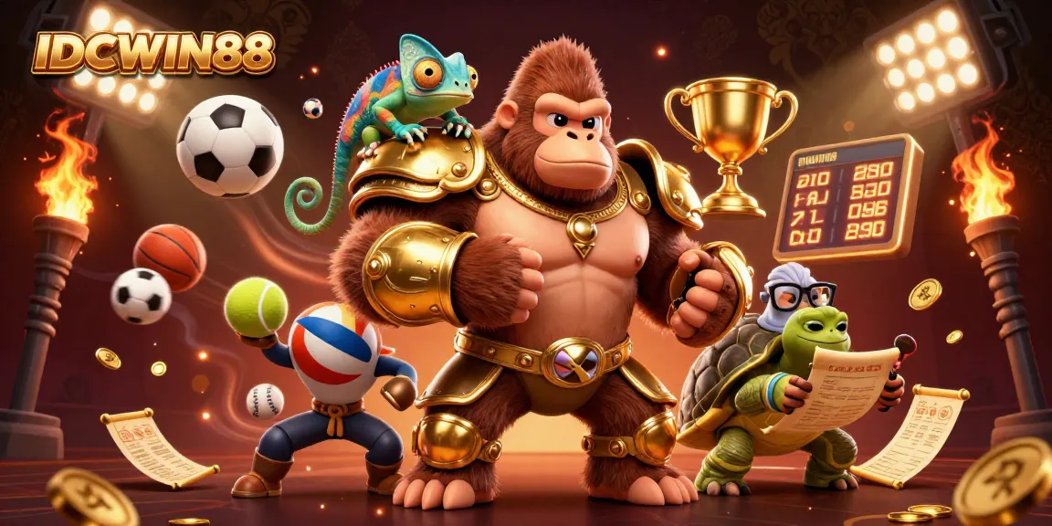 Experience thrilling gameplay at IDCWIN88 with a powerful gorilla king and vibrant gaming elements.