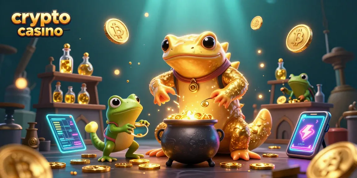 Gioca nel crypto casino con la magica trasformazione di monete d'oro e criptovalute illuminate.