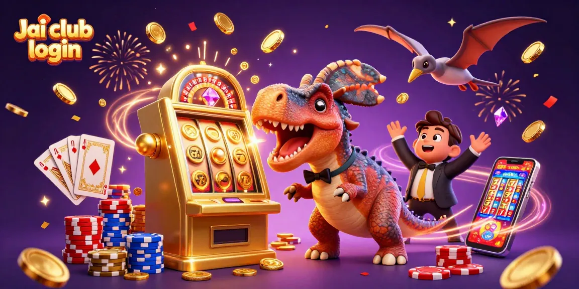 Engage with Jai club login as a pachycephalosaurus wins jackpot coins from a golden slot machine!