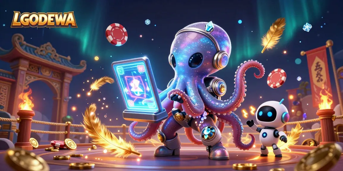 Experience winning thrills with LGODEWA's vibrant slot gameplay featuring an alien octopus and cosmic elements.