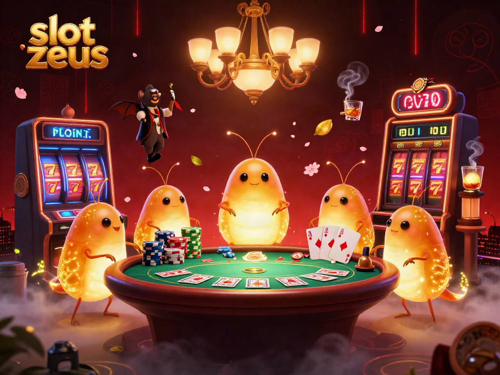 Engage with thrilling slot zeus games in a vibrant casino scene illuminated by glowing glowworms.