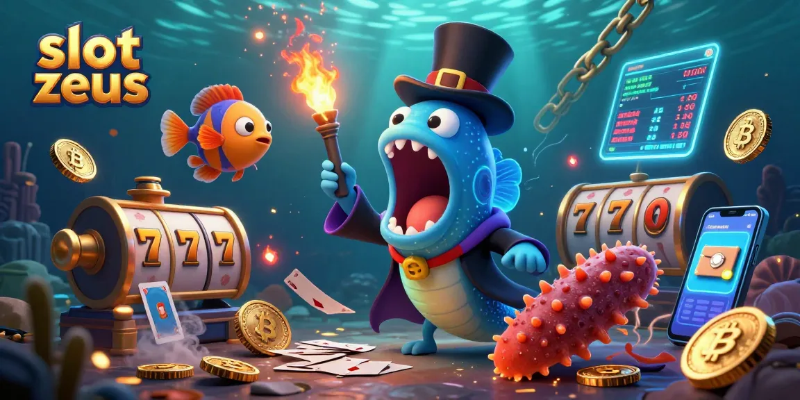Experience the excitement of slot zeus with a vivid illustration featuring magical marine characters and rich casino elements.