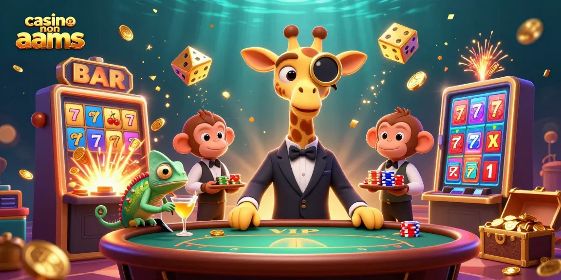 Scopri i favolosi giochi nei casino non AAMS con giraffe vestite da high-roller e bellissime scene di gioco.