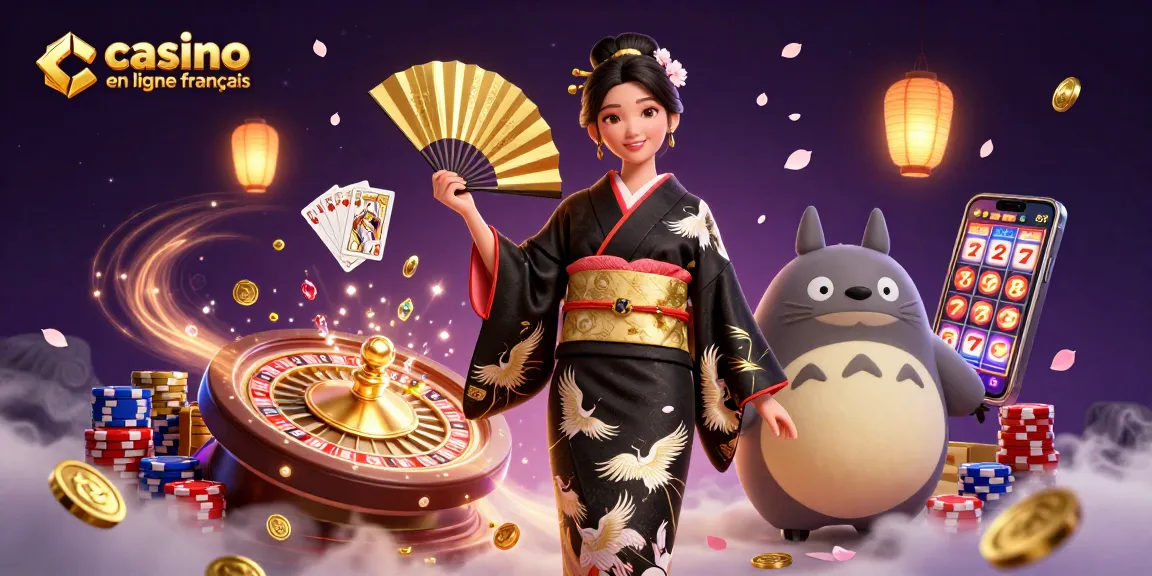 Découvrez l'excitation du casino en ligne français avec cette illustration 3D vibrante mettant en avant des éléments de jeu dynamiques.
