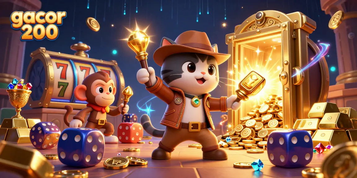 Engage in thrilling adventures with gacor 200 as our explorer cat unveils treasures in a casino-like temple.