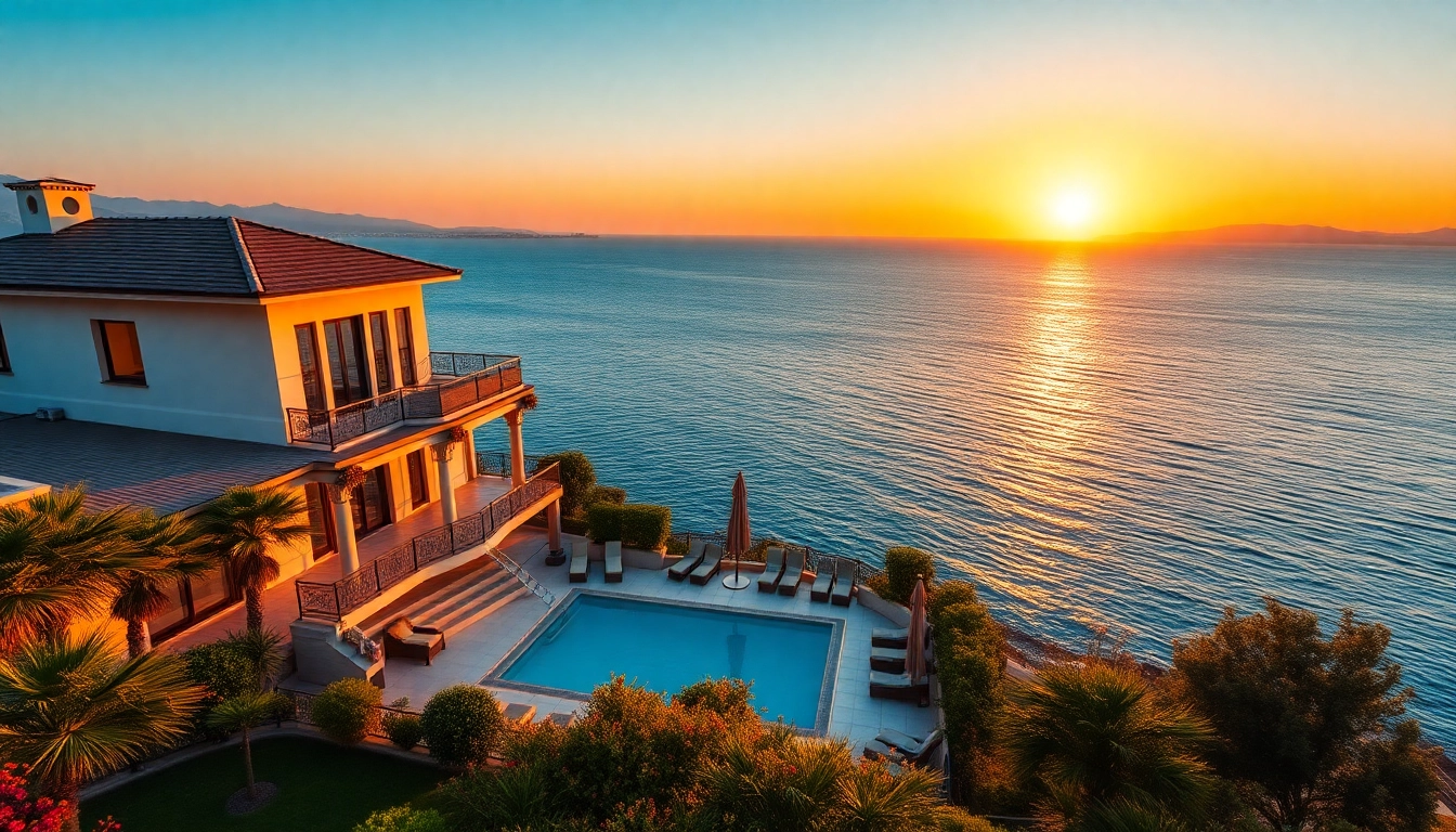 Stunning beachfront villa representing real estate alanya with luxurious features and sea view.