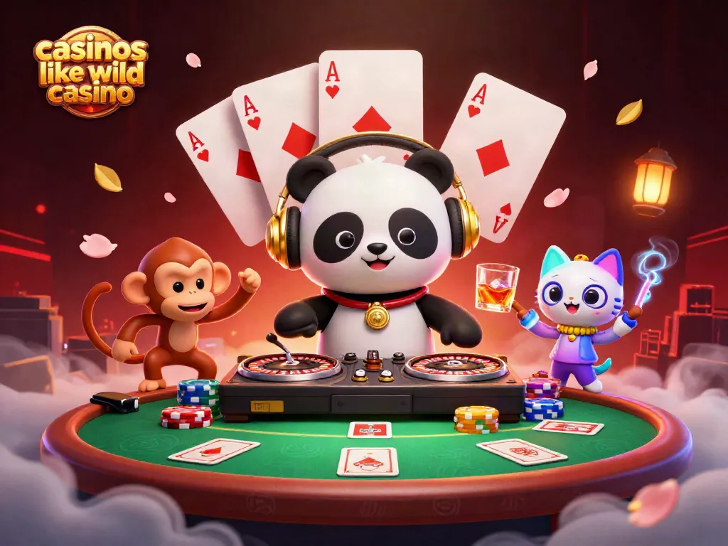 Experience the excitement of casinos like wild casino with animated characters in a vibrant casino scene.