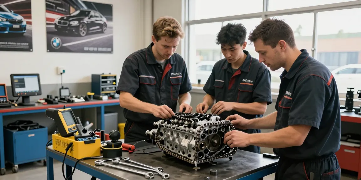 BMW Steuerkette wechseln in professioneller Werkstatt mit erfahrenen Mechanikern.