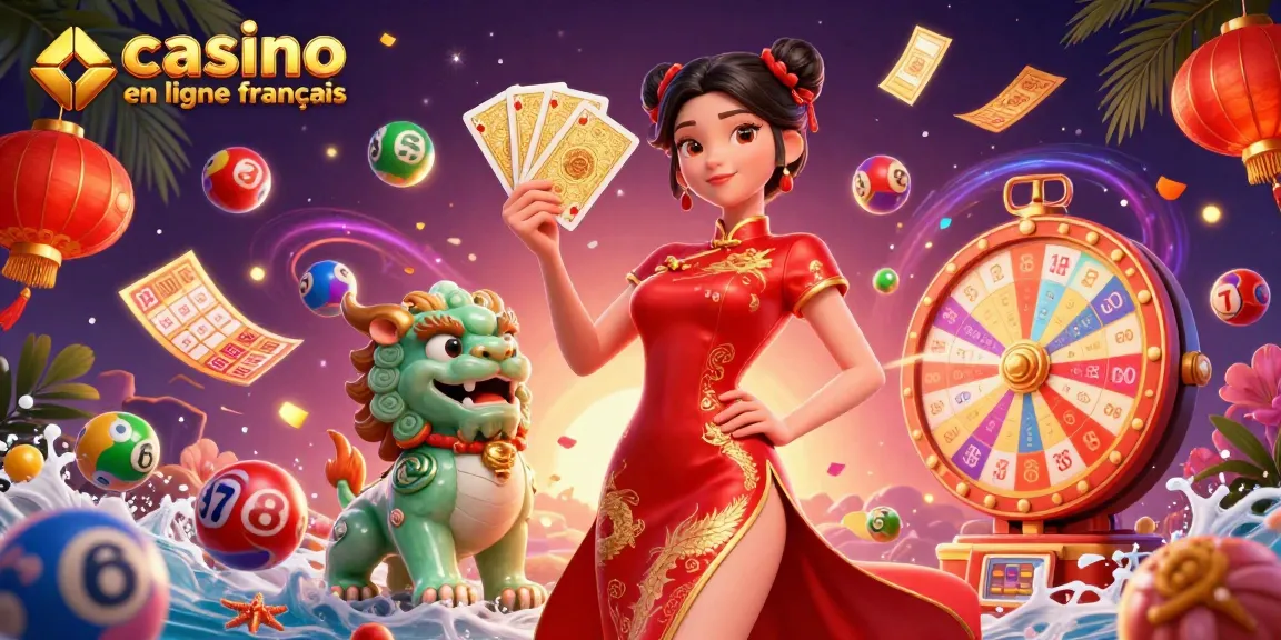Jouez à des jeux passionnants au casino en ligne français avec une illustration vibrante mettant en avant des éléments de jeu dynamiques.