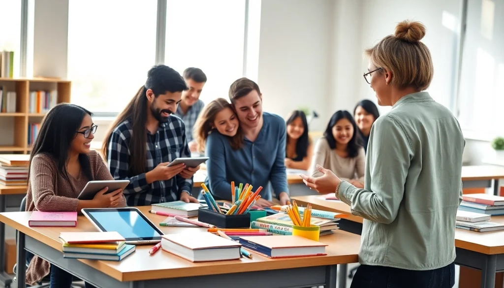 Enhance Education in a vibrant classroom filled with students actively participating in learning.