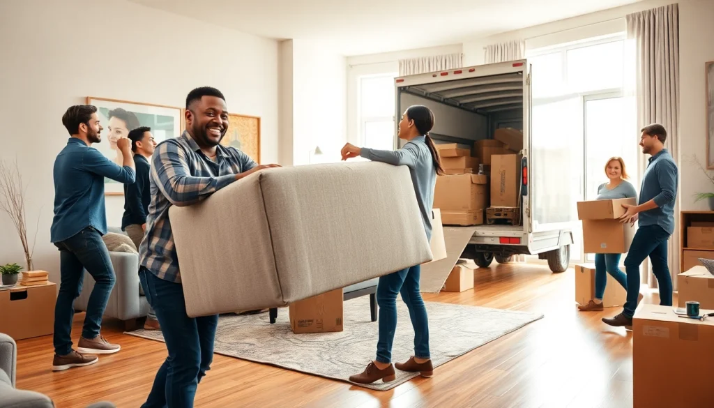 Team of movers in a Toronto apartment showcasing the services of a Toronto moving company.