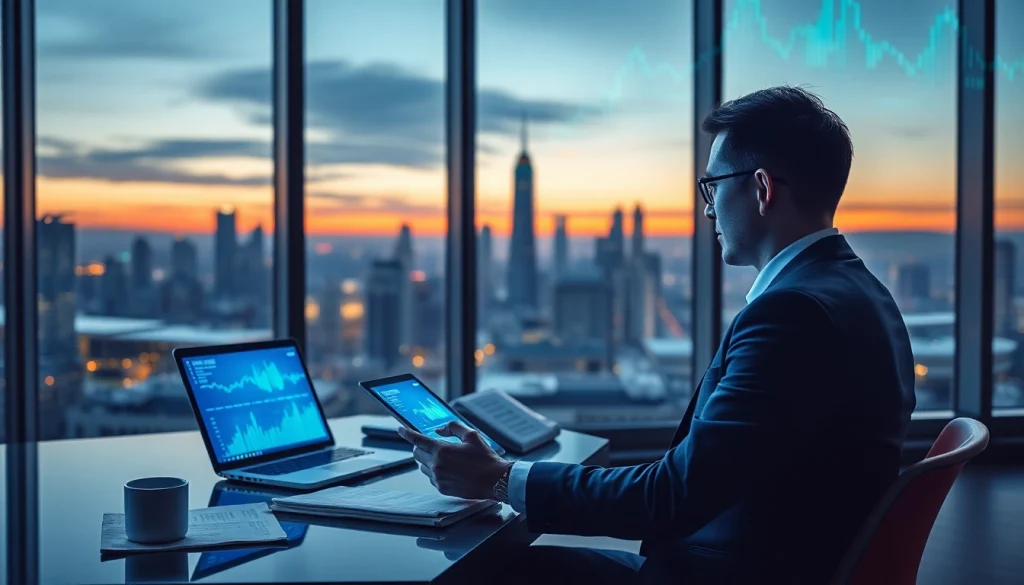 Modern financial advisor using digital tools in an office, representing 79king hn's online financial excellence in 2025.