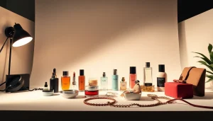 Professional product photography in Milan showcasing cosmetics and jewelry.