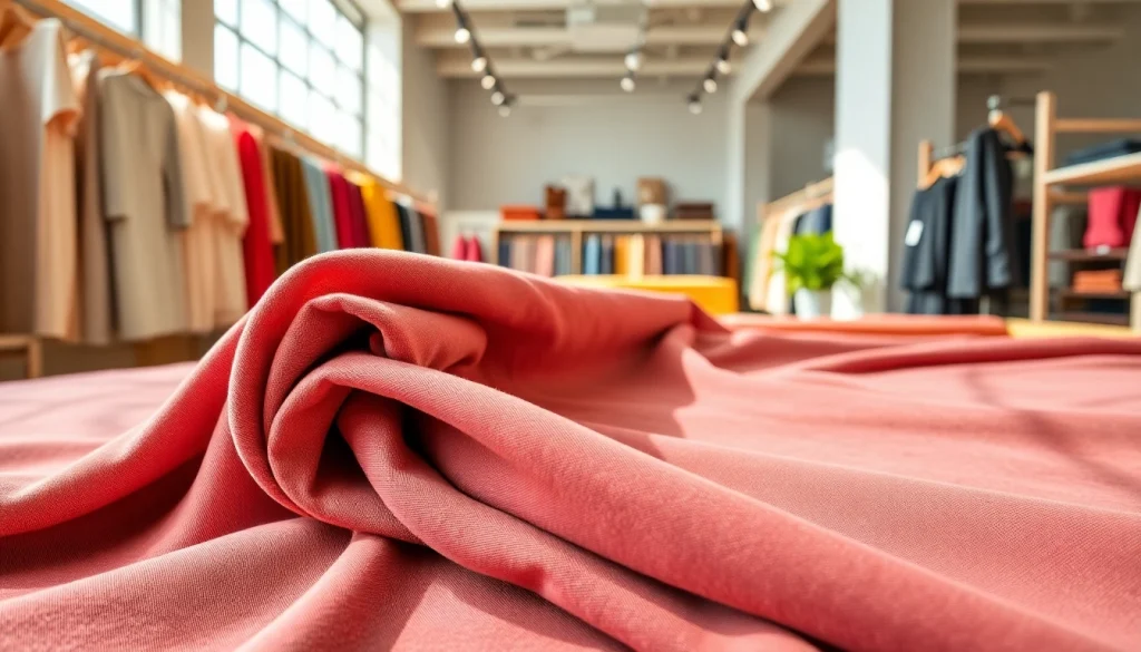 Punta di Roma stof met elegante textuur en kleuren in een showroom.