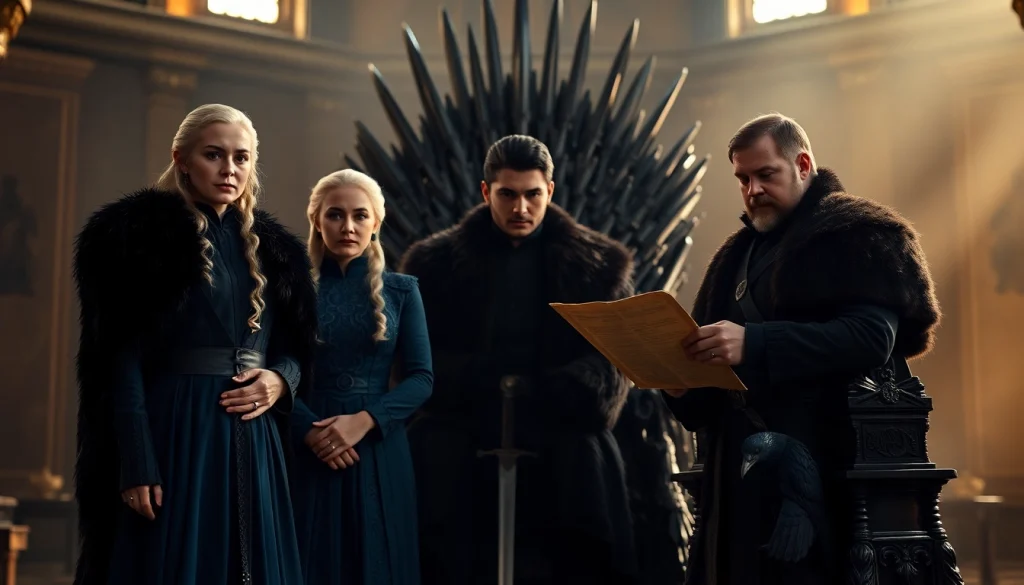 Explore the ensemble of the Game of Thrones cast in an iconic medieval scene.