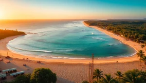 Belíssimo pôr do sol na praia de Paripueira, Alagoas, com vida local vibrante.