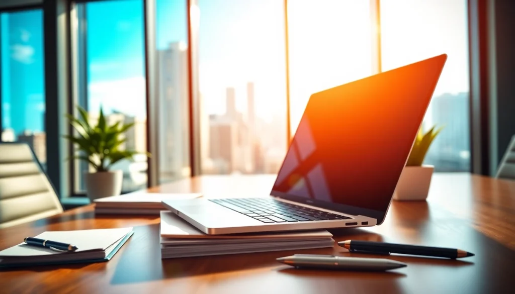 Engaging office scene showcasing the essence of https://fhpts.com with vibrant city views.