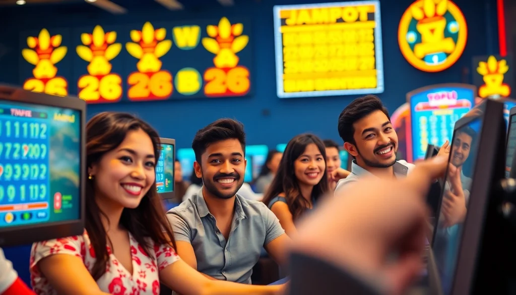 Mainkan togel online dengan pemain antusias di layar komputer yang cerah.