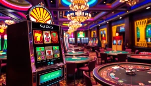 Players experience excitement and winnings at the Slot Gacor machine in a vibrant casino.