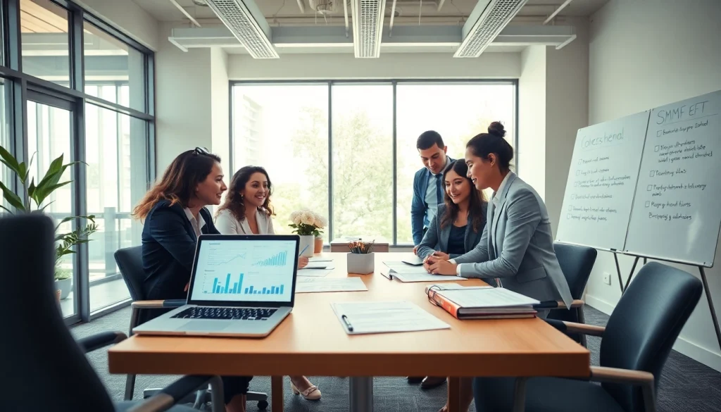 SMSF set up collaboration in a modern office environment with diverse professionals.