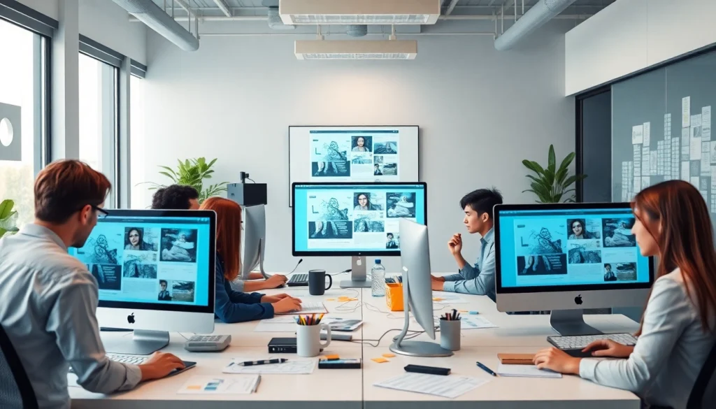 Professional workspace for thiết kế web with collaborative designers.