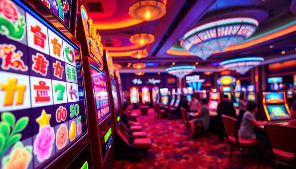 Jelajahi sensasi bermain slot mahjong dengan latar belakang kasino yang ceria dan menarik.