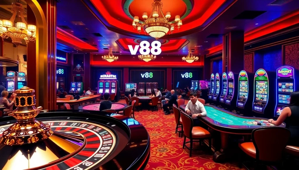 Experience thrilling gameplay at vn88 casino with a luxurious roulette wheel and active players.