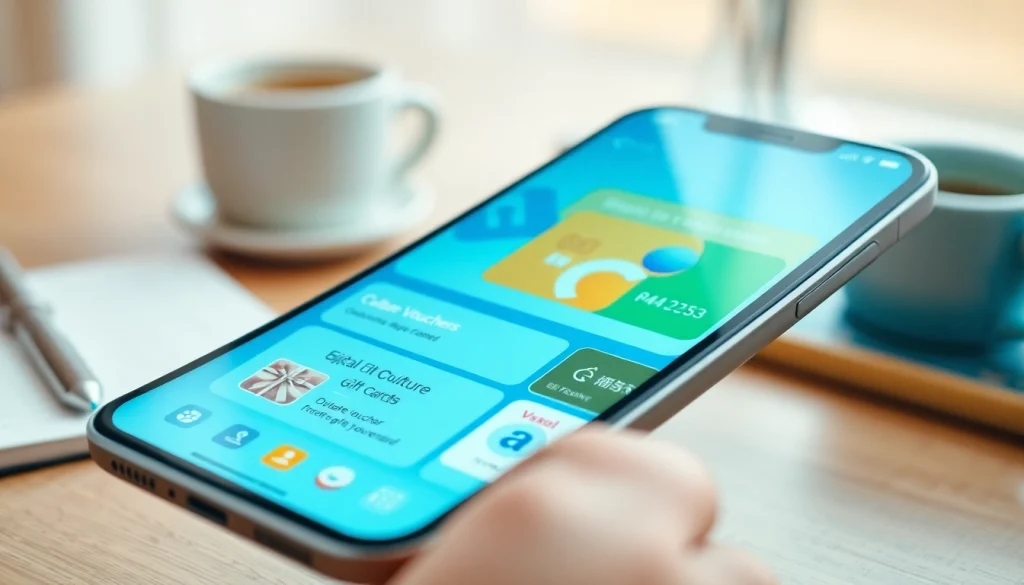 생생한 디지털 기프카드가 돋보이는 세련된 스마트폰 인터페이스에서 상품권소액결제가 쉽게 처리됩니다.