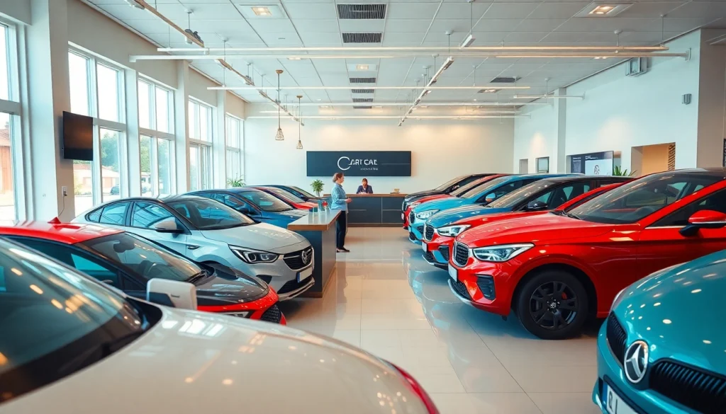 Rent a car Chisinau, with a friendly staff member assisting customers in a modern car rental office.