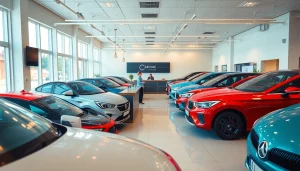 Rent a car Chisinau, with a friendly staff member assisting customers in a modern car rental office.