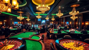 Experience the thrill of gambling at THABET with vibrant casino tables and winning players.