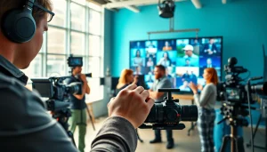 Engage with Corporate Video Production expert team collaborating in a vibrant studio setting.