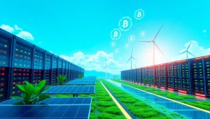 Crypto mining site showcasing a modern cloud mining operation powered by renewable energy.