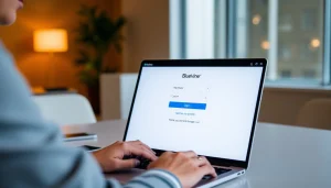 Access the secure bluevine login page on a laptop with a professional atmosphere.