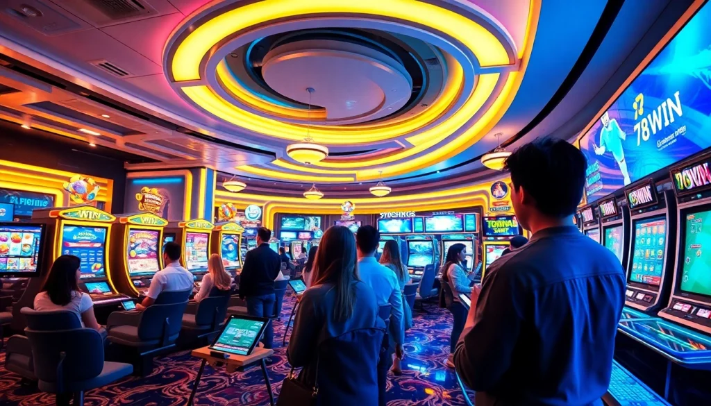 Experience the excitement of พอร์ทัลเกม 78WIN with a vibrant casino scene showcasing engaging gaming options and community.