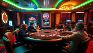 Experience excitement at Bugatti8 with sleek poker tables and dynamic casino scenes.