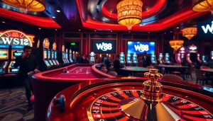Players enjoying games at W88 casino, highlighting the vibrant atmosphere and luxurious setup.