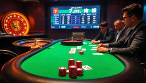 Betting excitement at 7m.cn with a vibrant casino table and live scores display.