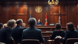 Attorneys engaged in Collections Litigation Management during a courtroom session.