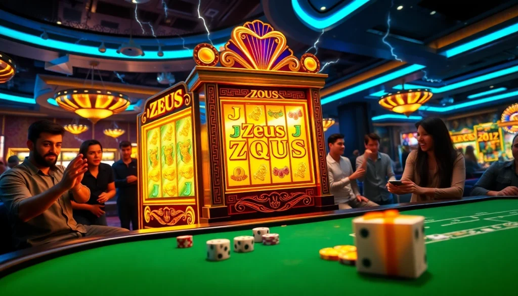 Spin to win on the slot zeus machine amidst an exciting casino atmosphere.
