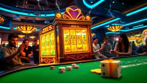 Spin to win on the slot zeus machine amidst an exciting casino atmosphere.