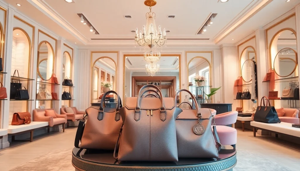 명품 이미테이션 가방을 멋지게 디스플레이한 매장 모습