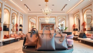 명품 이미테이션 가방을 멋지게 디스플레이한 매장 모습