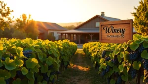 Savoring wine at a picturesque Winery Sacramento surrounded by lush vineyards.