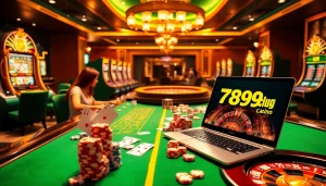 Players enjoying diverse games at 789club casino, with vibrant tables and slot machines.