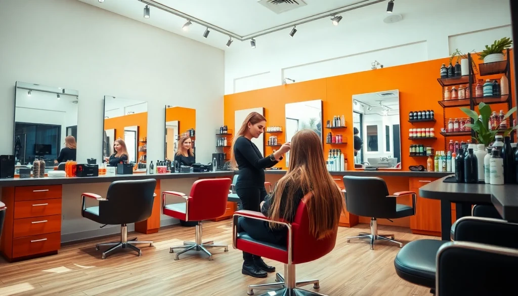 Creating beautiful hairstyles at a salon coafura bucuresti with skilled stylists in action.