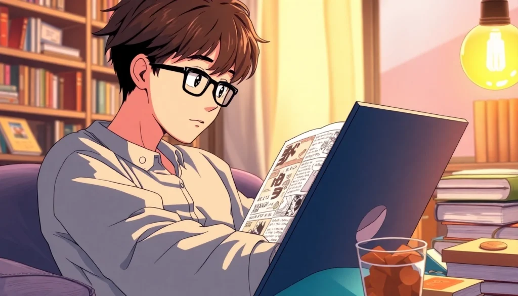 뉴토끼 웹툰을 즐기는 cozy한 분위기의 독서 장면