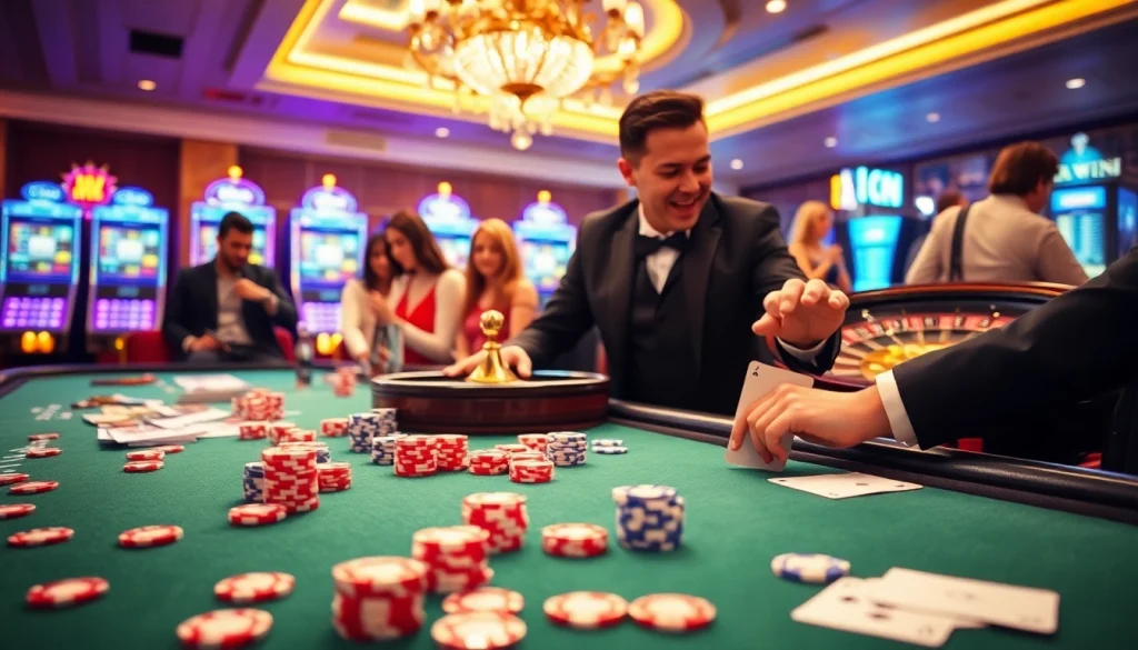 Haywin online gambling scene showcasing vibrant casino excitement with a roulette wheel and diverse players.