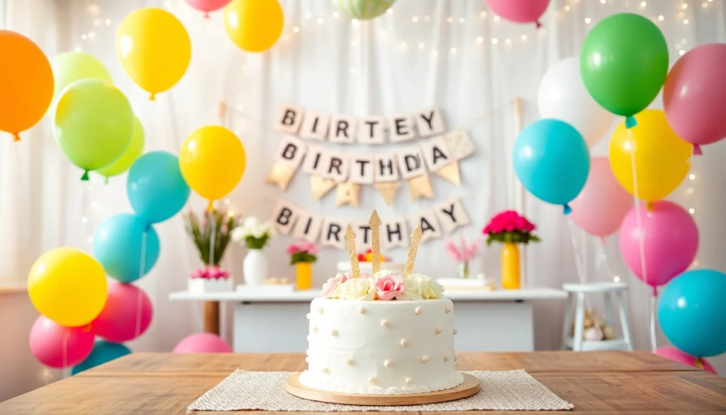 Celebrate with a beautifully arranged customizable birthday party featuring personalized decorations and vibrant colors.