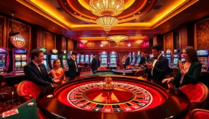 Exciting casino scene with roulette table and players celebrating at the hidden wiki